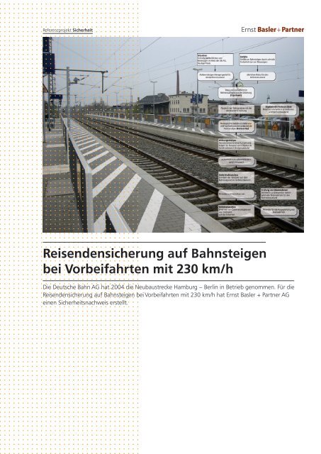 Reisendensicherung auf Bahnsteigen bei Vorbeifahrten mit 230 km/h