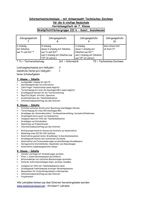 Informationstechnologie für die 6-stufige Realschule ...