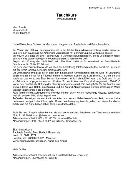 Elternbrief vom 11.12.2012 - Die Ernst-Barlach-Schulen der Stiftung ...