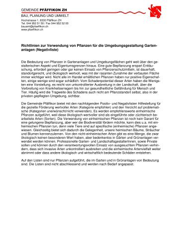 Negativ-Pflanzenliste [PDF, 4.00 MB] - Gemeinde Pfäffikon ZH