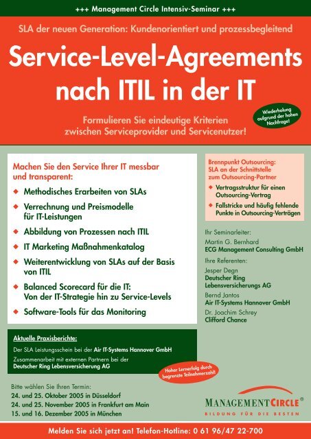 Service-Level-Agreements nach ITIL in der IT - ECG Management ...