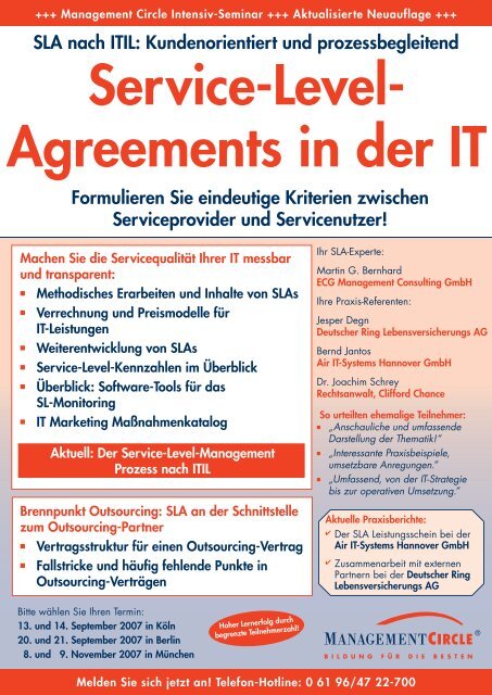 Service Level Agreements In Der It Ecg Management Consulting