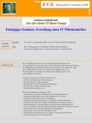 Eintägiges Seminar: Erstellung eines IT Pflichtenheftes Aus der ...