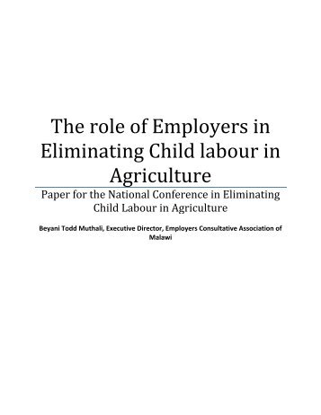 The role of Employers in Eliminating Child labour in