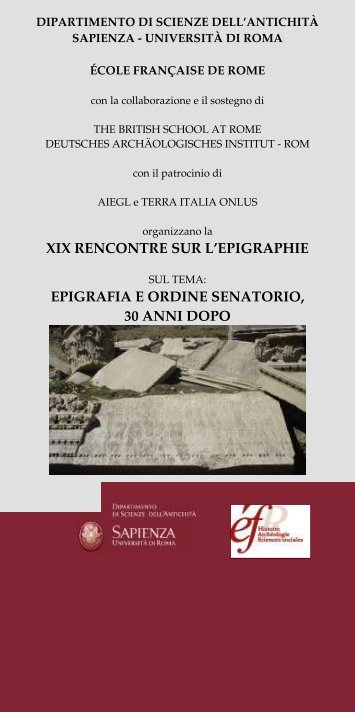 xix rencontre sur l'epigraphie epigrafia e ordine senatorio, 30 anni ...