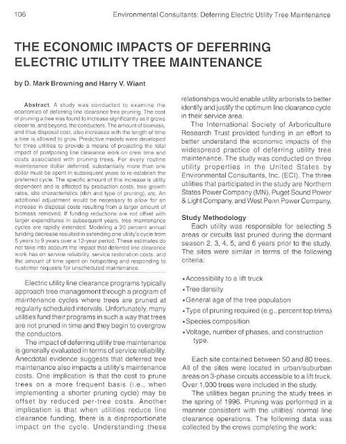 the economic impacts of deferring electric utility tree maintenance