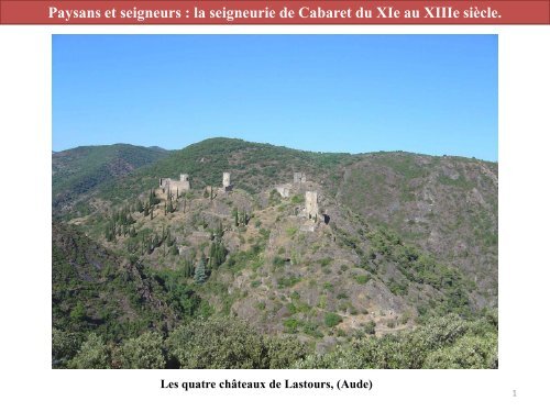 THEME 1 : Paysans et seigneurs : la seigneurie de