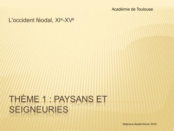 Thème 1 : Paysans et seigneuries - Académie de Toulouse