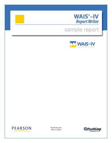 WAIS –IV ReportWriter - Pearson