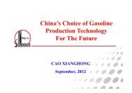 China's Choice of Gasoline Production Technology For The Future