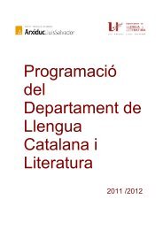 Programació del Departament de Llengua Catalana i Literatura