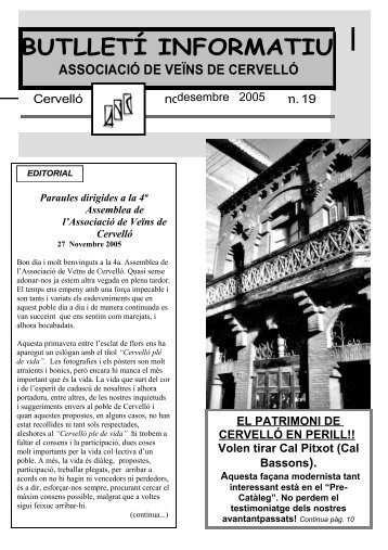 BUTLLETÍ INFORMATIU - Associació de Veïns de Cervelló