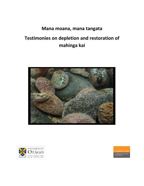 Mana moana, mana tangata Testimonies on depletion and ...