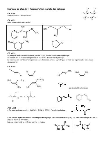 Correction des exercices "stéréoisomérie"