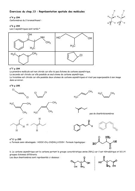 Correction des exercices "stéréoisomérie"