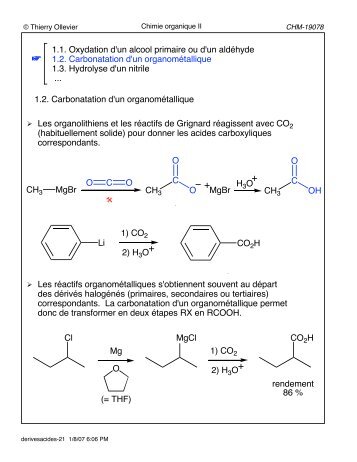 Acides carboxyliques et dérivés - Département de chimie