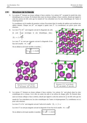 Révisions cristallographie corrigé