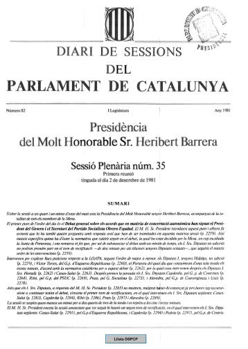 DSPC-P 082/01 - Parlament de Catalunya