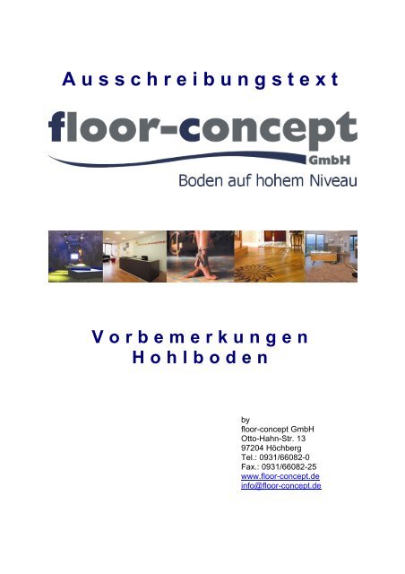 LV Vorbemerkungen Flächenhohlboden - floor-concept
