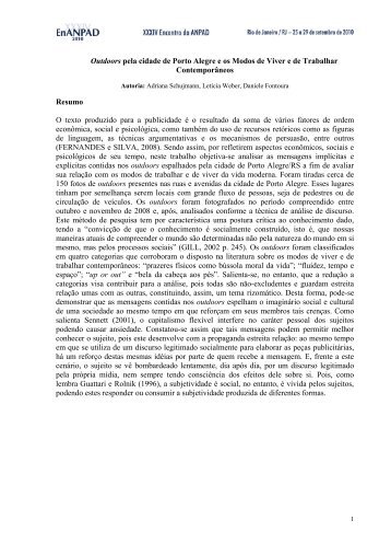 Outdoors pela cidade de Porto Alegre e os Modos de Viver ... - Anpad