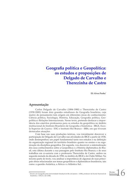 Geografia e geopolítica: a contribuição de ... - Biblioteca - IBGE