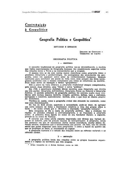 Geografia e geopolítica: a contribuição de ... - Biblioteca - IBGE