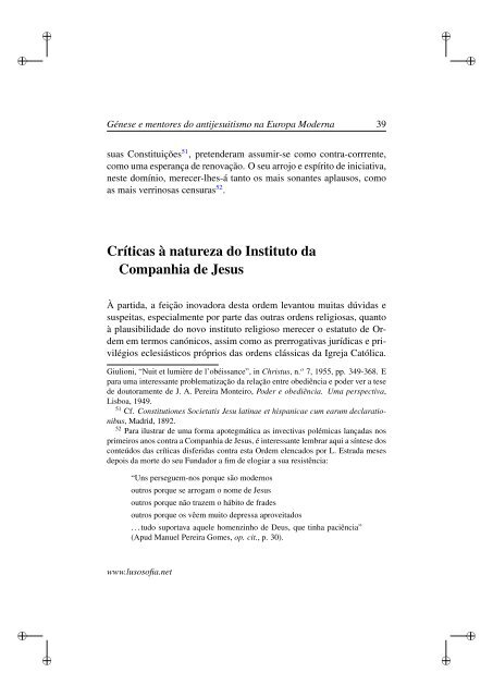 Génese e mentores do antijesuitismo na Europa Moderna - LusoSofia