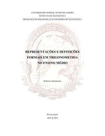 Representações e Definições Formais em Trigonometria no Ensino