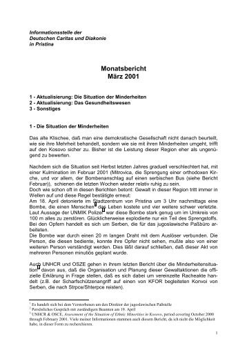 Monatsbericht März 2001