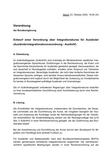 Ausländerintegrationskursverordnung - AuslIntV