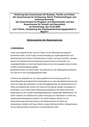 Stellungnahme Bayerische Staatsregierung
