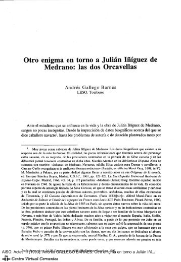 Otro enigma en torno a Julián Iñíguez de Medrano: las dos Orcavellas