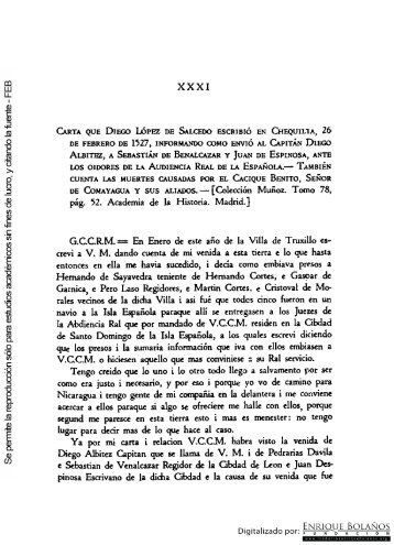 Informe de Diego Lopez de Salcedo sobre sus delegados ante los ...