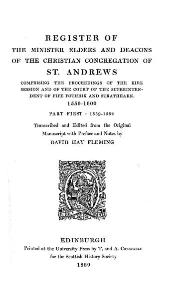 REGISTER OF ST. ANDREWS - The Scottish History Society