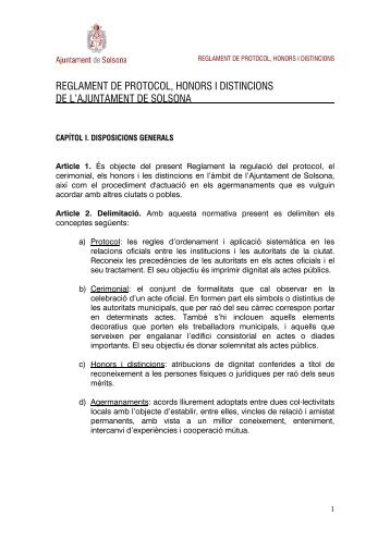 Reglament Protocol - Ajuntament de Solsona