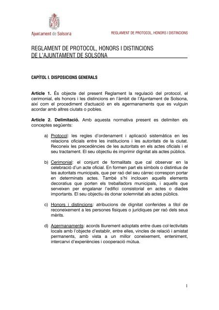 Reglament Protocol - Ajuntament de Solsona