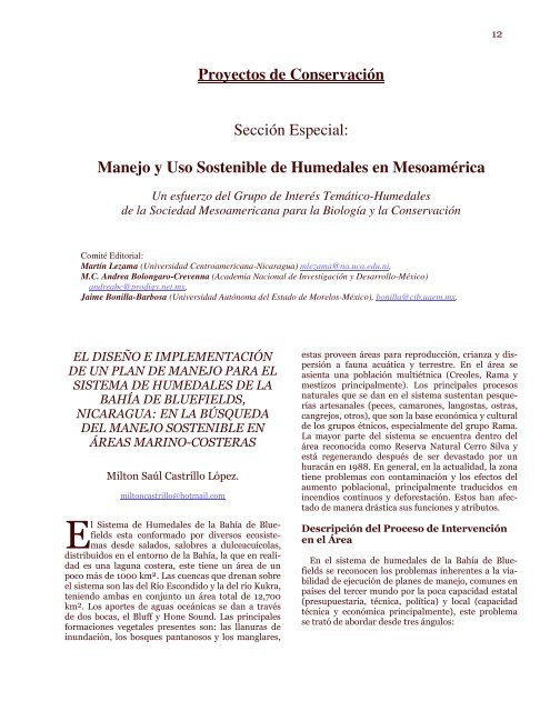 MESOAMERICANA - Sociedad Mesoamericana para la Biología y la ...