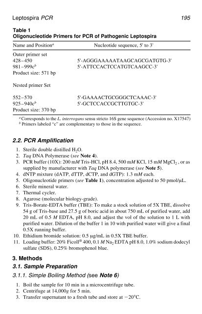 PCR Detection of Microbial Pathogens PCR Detection of Microbial ...