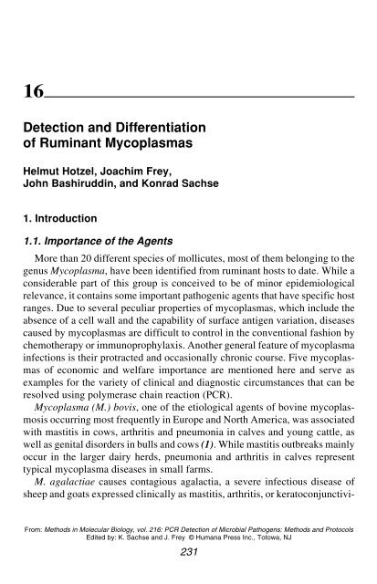 PCR Detection of Microbial Pathogens PCR Detection of Microbial ...