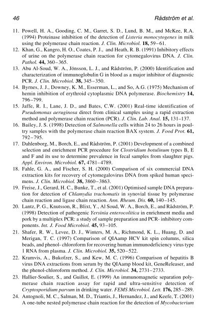 PCR Detection of Microbial Pathogens PCR Detection of Microbial ...