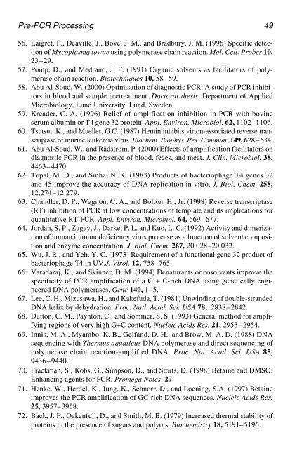 PCR Detection of Microbial Pathogens PCR Detection of Microbial ...