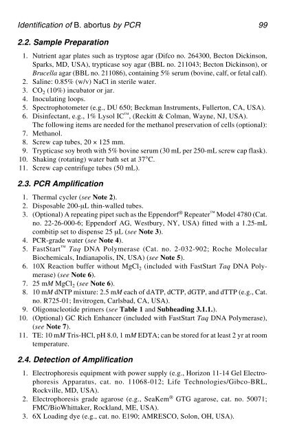 PCR Detection of Microbial Pathogens PCR Detection of Microbial ...