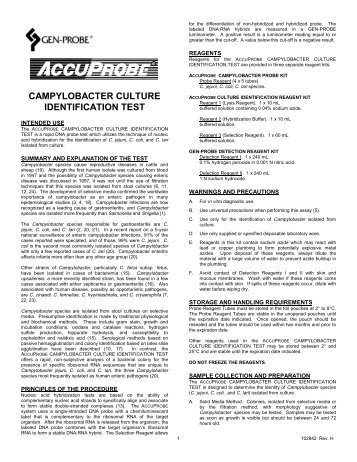 campylobacter culture identification test - Gen-Probe, Inc.