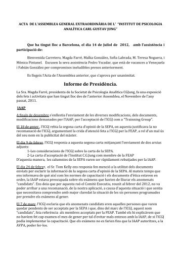 acta de l'assemblea general extraordinària - institut cgjung barcelona