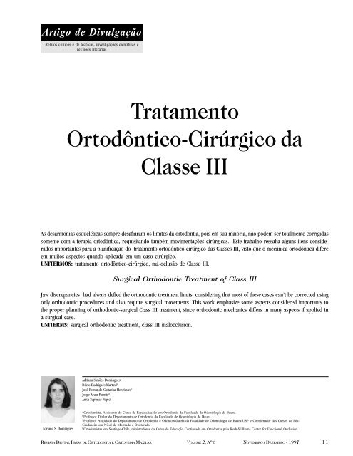 Tratamento Ortodôntico-Cirúrgico da Classe III - Dental Press