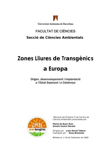 Zones lliures de transgènics a Europa - Recercat