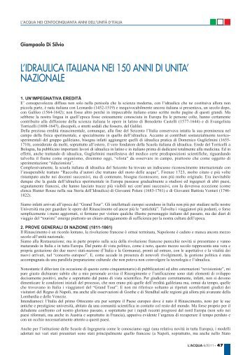 Giampaolo Di Silvio: L'Idraulica Italiana nei 150 - Associazione ...