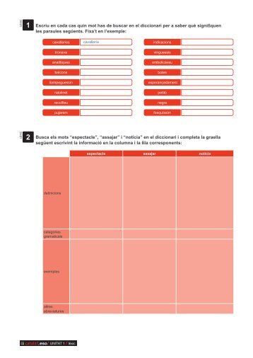 Escriu en cada cas quin mot has de buscar en el ... - LaGalera.Text