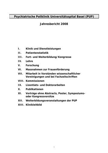 Psychiatrische Poliklinik Universitätsspital Basel (PUP ...