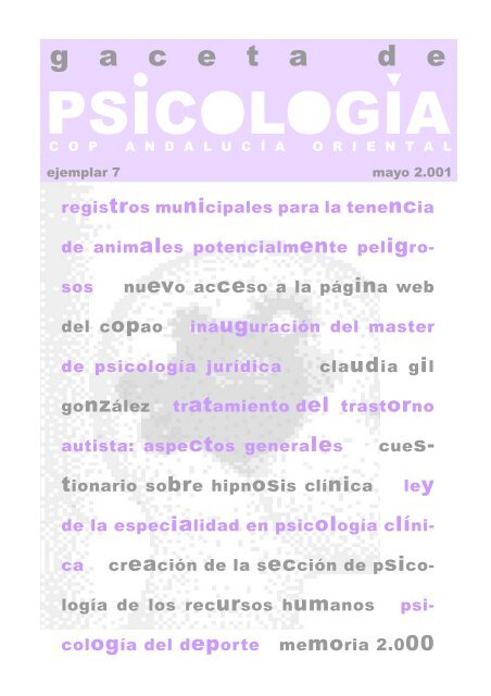 psicolog í a - Colegio Oficial de Psicólogos de Andalucía Oriental